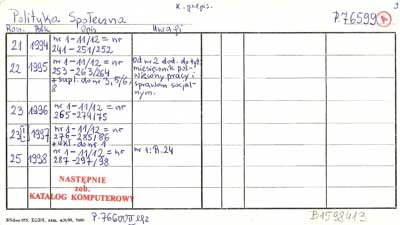 karta katalogowa czasopisma archiwalnego
