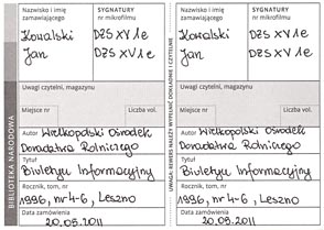 Wzór prawidłowo wypełnionego rewersu
