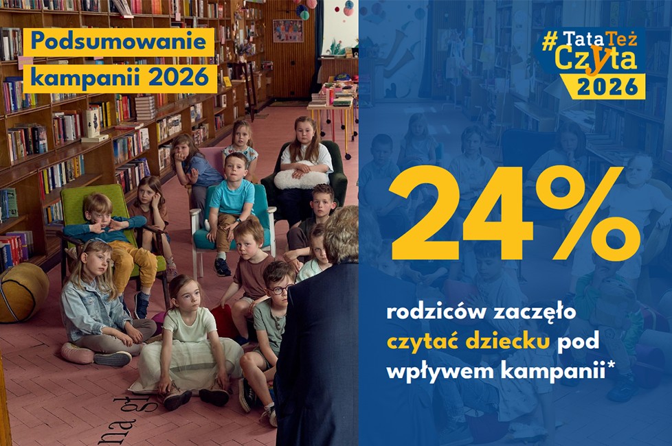 Czytają strażacy, piłkarze i&nbsp;kierowcy autobusów. Co czwarty rodzic, który zetknął się z&nbsp;kampanią #TataTeżCzyta, zaczął czytać dziecku.