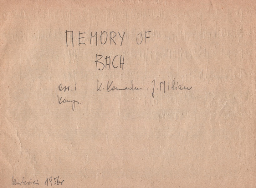 Karta tytułowa rękopisu "Memory of Bach"