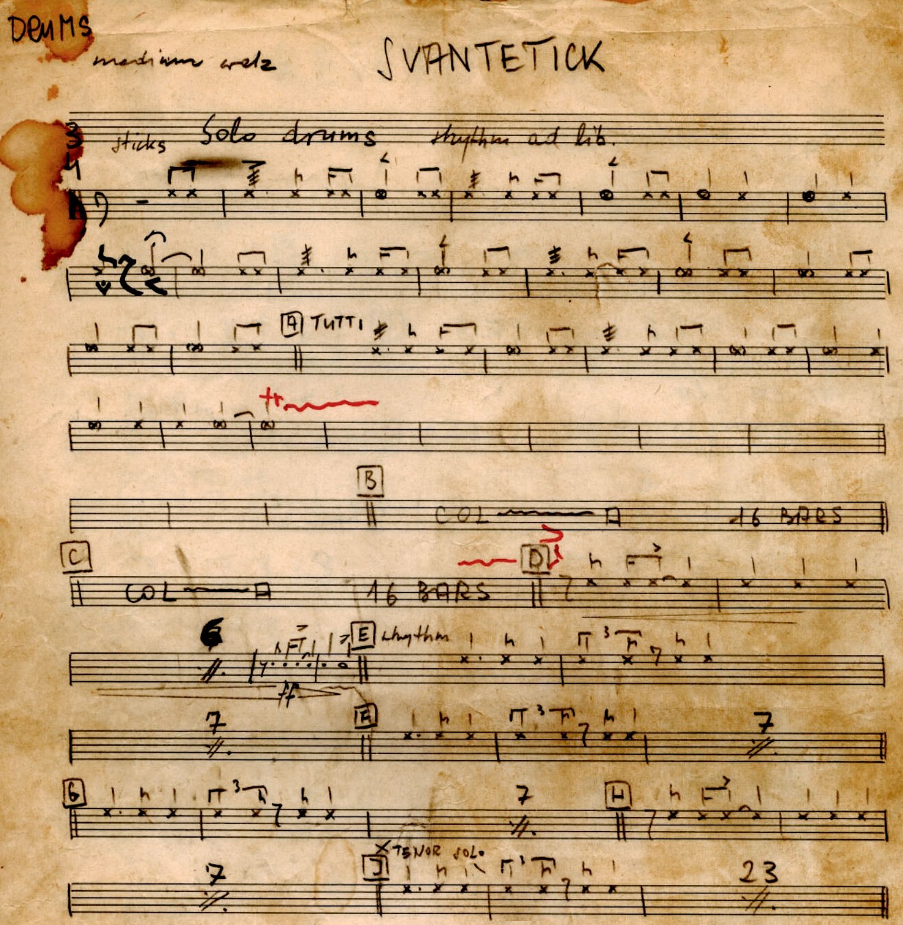Fragment rękopisu kompozycji "Svantetic"
